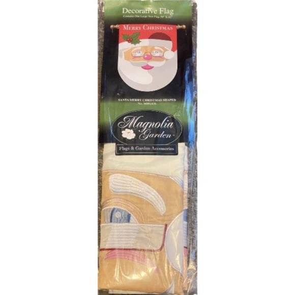 New Magnolia Garden Santa Merry Christmas Shaped Flag M001426 29" x 42" - Picture 7 of 10